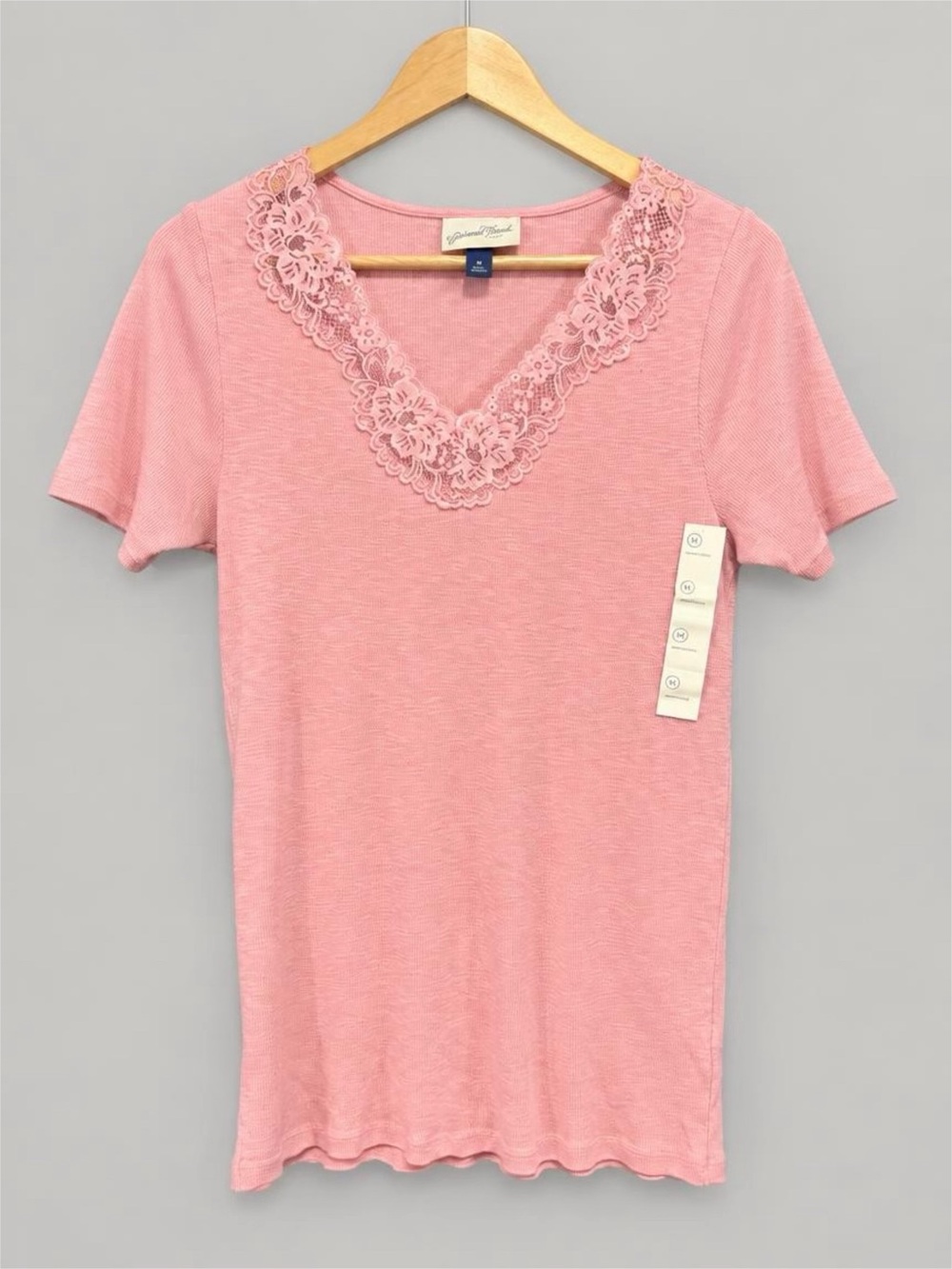 NWT Universal Thread Pink Lace V-Neck Short Sleeve Top XL